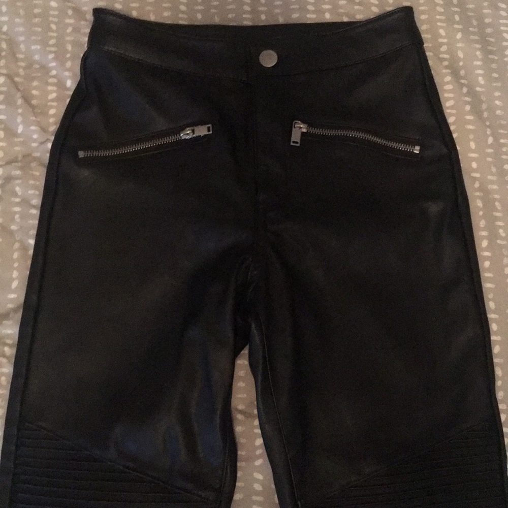 Leather pants with a fleece lining